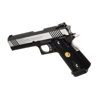 Pistola Airsoft GBB WE Hi-Capa 4.3 OPS Full Metal Prateada - fotografia 2