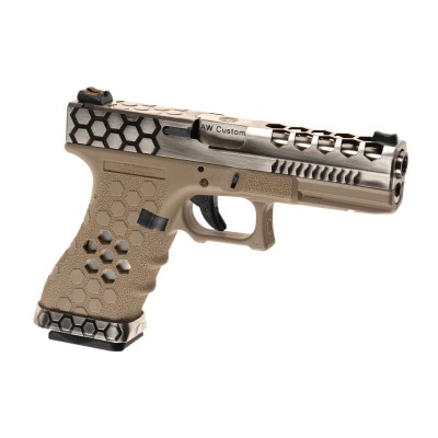 Pistola Airsoft GBB AW Custom VX0210 Hex Cut Full Metal FDE - vista do produto