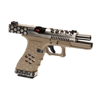 Pistola Airsoft GBB AW Custom VX0210 Hex Cut Full Metal FDE - fotografia 3