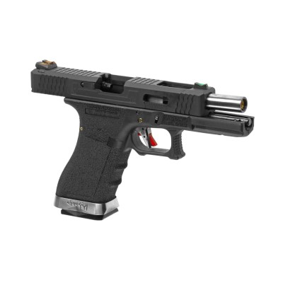 Pistola Airsoft GBB WE G-Force 17 BK Silver Barrel Metal Version Preta - fotografia 3