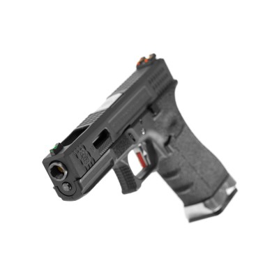 Pistola Airsoft GBB WE G-Force 17 BK Silver Barrel Metal Version Preta - fotografia 4