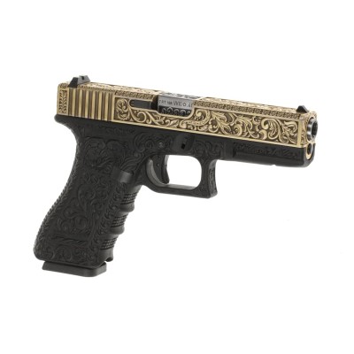 Pistola Airsoft GBB WE WE17 Etched Metal Version Dourada - vista do produto