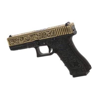 Pistola Airsoft GBB WE WE17 Etched Metal Version Dourada - fotografia 5