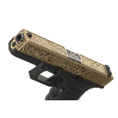 Pistola Airsoft GBB WE WE17 Etched Metal Version Dourada - fotografia 6