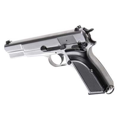 Pistola Airsoft GBB WE Hi-Power Mk3 Full Metal Prateada - fotografia 2