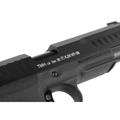 Pistola Airsoft GBB CO₂ KJ Works KP-08 Full Metal Preta - fotografia 5