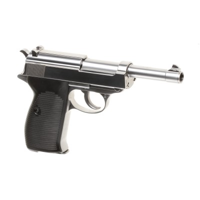 WE P38 Full Metal GBB Silver Airsoft Pistol - product view