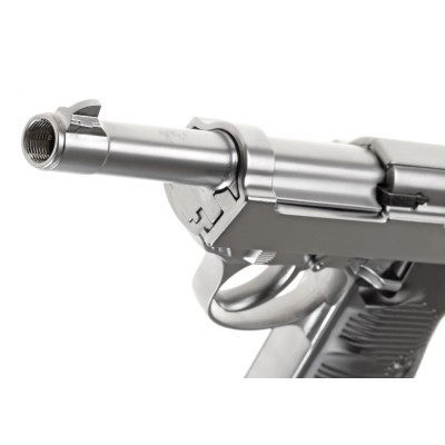 Pistola Airsoft GBB WE P38 Full Metal Prateada - fotografia 4