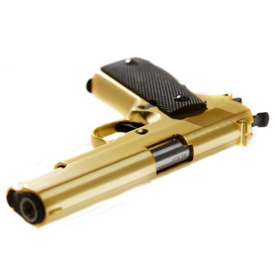 Pistola Airsoft GBB WE M1911 Full Metal Dourada - fotografia 3