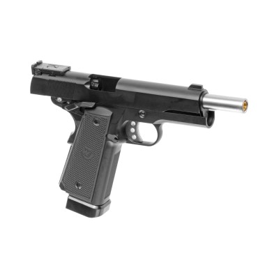 Pistola Airsoft GBB CO₂ WE M1911 A1 Tactical Full Metal Preta - fotografia 3