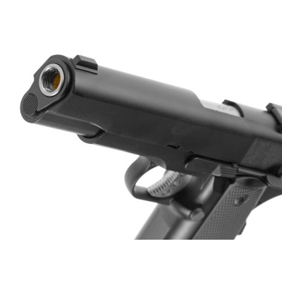 Pistola Airsoft GBB CO₂ WE M1911 A1 Tactical Full Metal Preta - fotografia 4