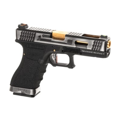 WE G-Force 17 SV Gold Barrel Metal Version GBB Black Airsoft Pistol - product view