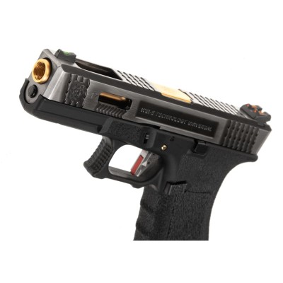 Pistola Airsoft GBB WE G-Force 17 SV Gold Barrel Metal Version Preta - fotografia 4
