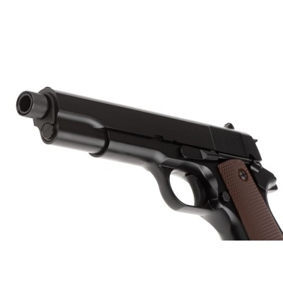 Pistola Airsoft GBB KJ Works M1911 TBC Full Metal Preta - fotografia 4