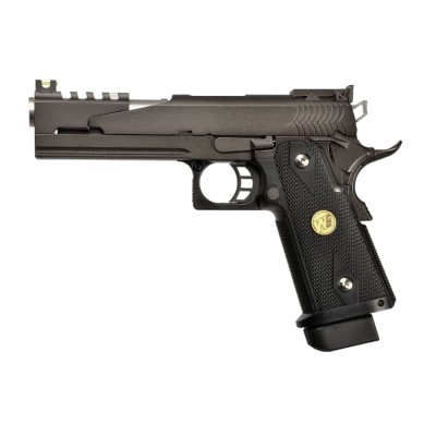 Pistola Airsoft GBB WE Hi-Capa 5.1 Full Metal Dragon Preta - fotografia 2