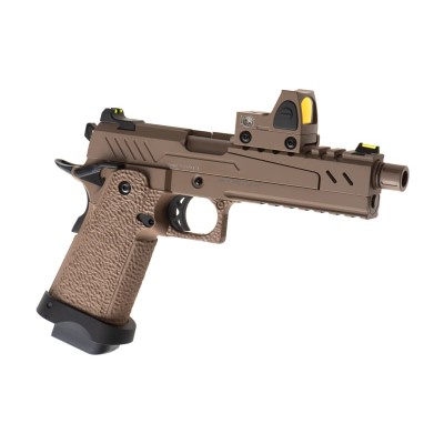 Pistola Airsoft GBB Vorsk Hi-Capa 5.1 Split Slide + TDS Coyote - vista do produto