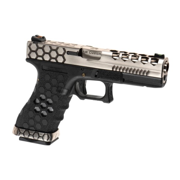 Pistola GBB VX0200 Hex Cut Full Metal Prateada [AW Custom]