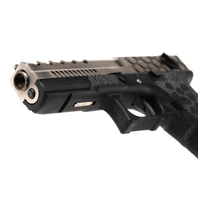 Pistola Airsoft GBB AW Custom VX0200 Hex Cut Full Metal Prateada - fotografia 4