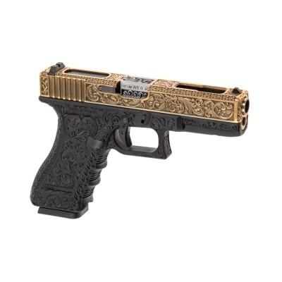 Pistola Airsoft GBB WE WE18C Etched Metal Version Dourada - vista do produto