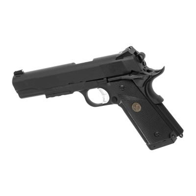 Pistola Airsoft GBB CO₂ KJ Works M1911 MEU Full Metal Preta - fotografia 2