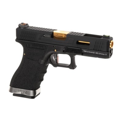Pistola Airsoft GBB WE G-Force 17 BK Gold Barrel Metal Version Preta - vista do produto