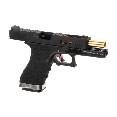 WE G-Force 17 BK Gold Barrel Metal Version GBB Black Airsoft Pistol - photo 3