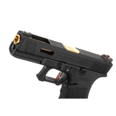 Pistola Airsoft GBB WE G-Force 17 BK Gold Barrel Metal Version Preta - fotografia 4