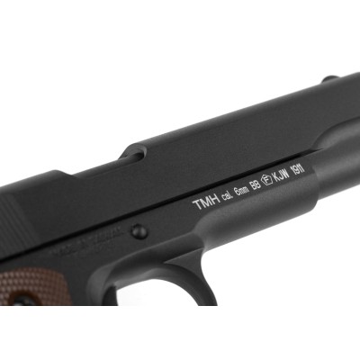 Pistola Airsoft GBB KJ Works M1911 Full Metal Preta - fotografia 5