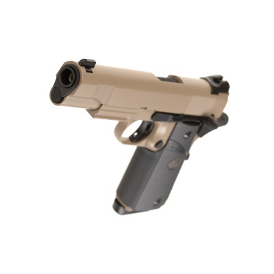 Pistola Airsoft GBB KJ Works M1911 MEU Full Metal Coyote - fotografia 4