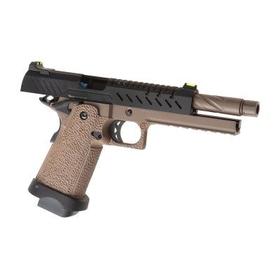 Pistola Airsoft GBB Vorsk Hi-Capa 5.1 Coyote/Preta - fotografia 3