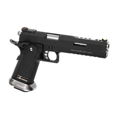 WE Hi-Capa 6 Force A Silver Barrel Full Metal GBB Black Airsoft Pistol - product view