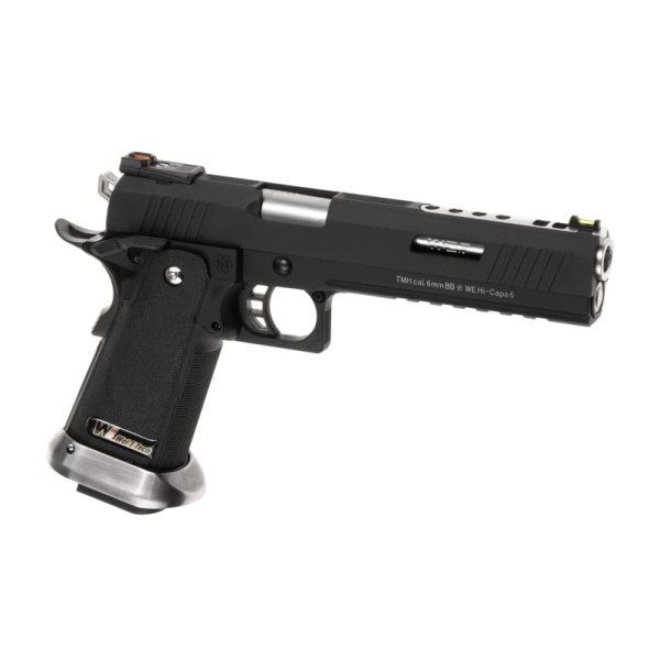 Pistola GBB Hi-Capa 6 Force A Silver Barrel Full Metal Preta [WE]