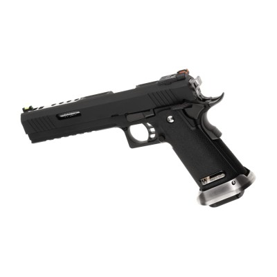Pistola Airsoft GBB WE Hi-Capa 6 Force A Silver Barrel Full Metal Preta - fotografia 2