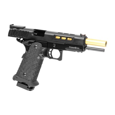 Pistola Airsoft GBB Army Armament R608 Full Metal Preta - fotografia 3