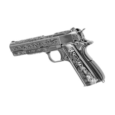 Pistola Airsoft GBB WE M1911 Etched Full Metal Prateada - fotografia 2